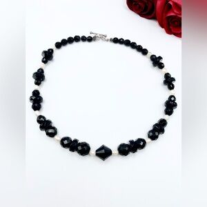 Ralph Lauren Vintage Choker Necklace Jet Bead Freshwater Pearl Sterling Silver